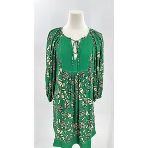 BA&SH Amy Dress Green Cream Peasant Oversized Boho Dress Puff Sleeve Small